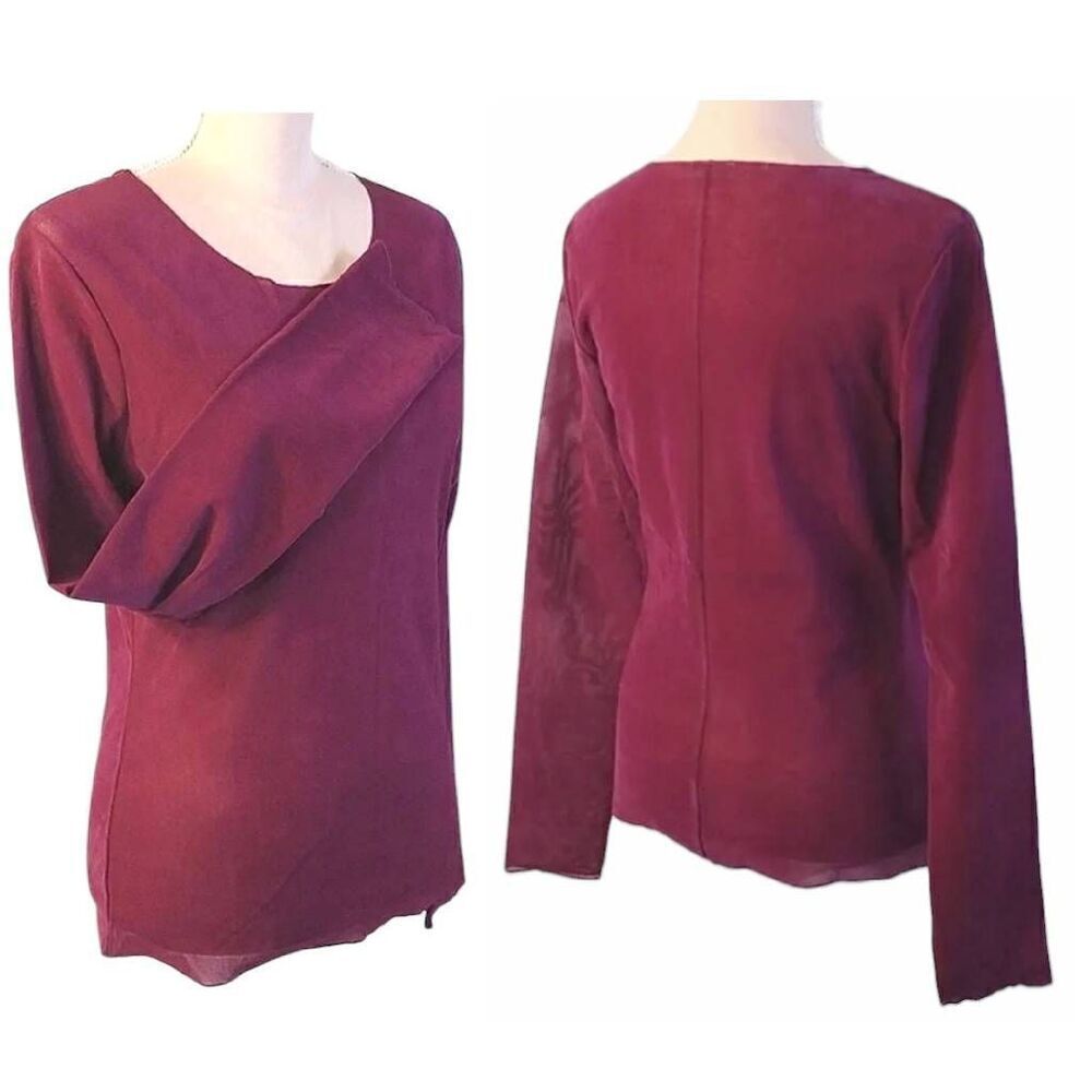 Free People Garnet Countdown Flocked Velvet Long Sleeve Top Large NWOT - Picture 10 of 16